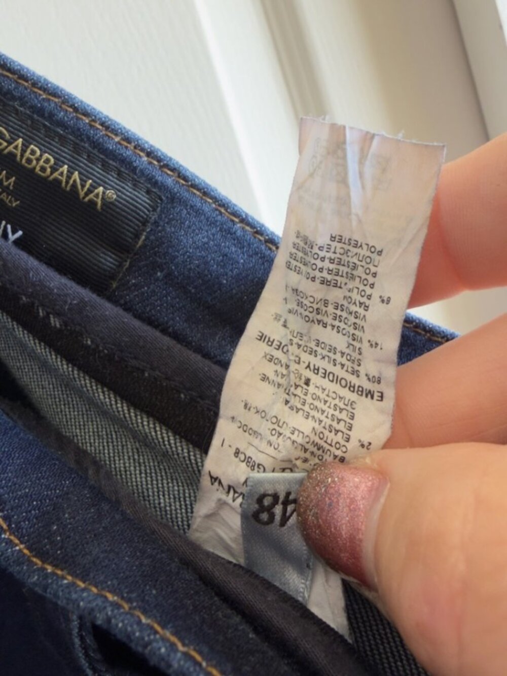Dolce & Gabbana Skinny Jeans Dark Wash Blue Made in Italy Logo Pocket IT48 - Picture 10 of 10